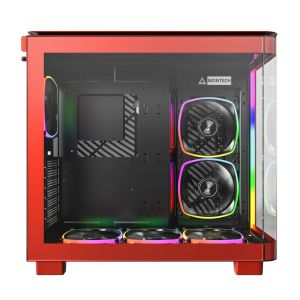 Montech KING 95 Pro, Dual Chamber Mid-tower Case, 6 ARGB Fans, 2 Front Panels, Red