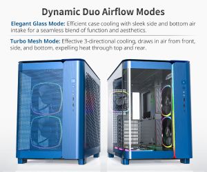 Montech KING 95 Pro, Dual Chamber Mid-tower Case, 6 ARGB Fans, 2 Front Panels, Prussian Blue