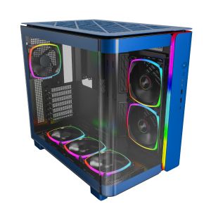 Montech KING 95 Pro, Dual Chamber Mid-tower Case, 6 ARGB Fans, 2 Front Panels, Prussian Blue