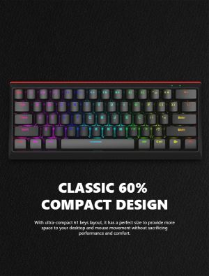 Marvo геймърска клавиатура Gaming Mechanical keyboard 61 keys TKL - KG962G - RED switches, RGB