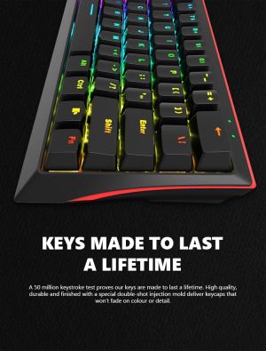 Marvo геймърска клавиатура Gaming Mechanical keyboard 61 keys TKL - KG962G - RED switches, RGB