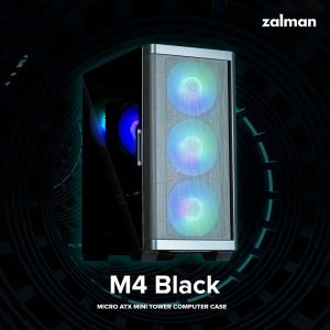 Zalman кутия Case mATX - M4 Black - Addressable RGB, Tempered Glass, 4 fans included