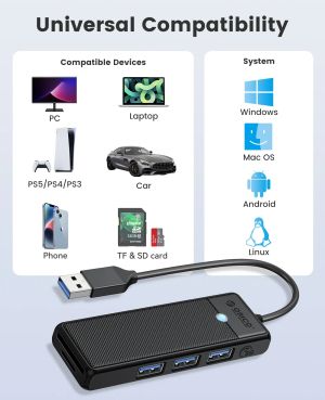 Orico хъб USB3.0 HUB White - 3 x USB3.0, SD, TF - PAPW3AT-U3-015-WH