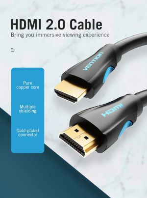 Vention кабел Cable HDMI 2.0 15.0m - 4K/60Hz Black - VAA-M02-B1500