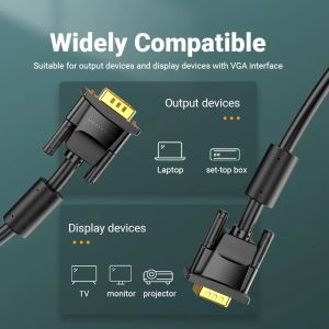 Vention Кабел за монитор Cable VGA HD15 M / M 1.0m Gold Plated, 2 Ferrites - DAEBF