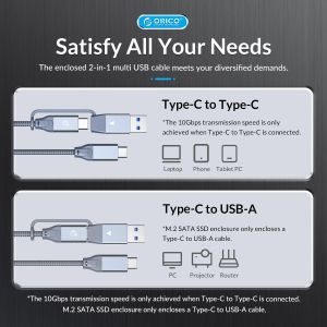 Orico външна кутия за диск Storage - Case - M.2 NVMe M key - USB3.1 Gen2 Type-C, 10Gbps - HM2-G2-BK