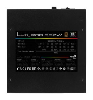 AeroCool güç kaynağı PSU LUX RGB 550W - Bronz, RGB Adreslenebilir - ACPB-LX55AEC.11