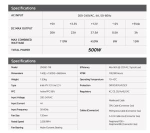 Zalman захранване PSU MegaMax 500W 80+ ZM500-TXII