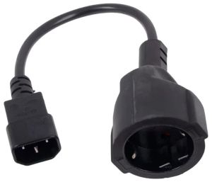 Cablu de alimentare VCom Cablu Power Ext IEC 320 C14 / SCHUKO F 0.2m 16A Negru - CE002-CU1.5mm-0.2m