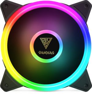 Gamdias Комплект вентилатори Fan Pack 4x120mm addressable RGB 5V 3 pin + remote controller - AEOLUS M2-1204