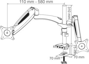 Arctic Desk Mount Dual Monitor Stand 4xUSB3.0 - Z2 3D - Gen3