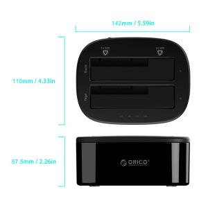 Orico докинг станция Storage - HDD/SSD Dock - 2 BAY Clone 2.5/3.5 USB3.0 - 6228US3-C