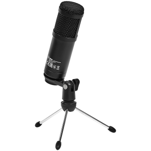 LORGAR Soner 313, Gaming Microphone, USB condenser microphone with Volume Knob & Echo Knob, Frequency Response: 80 Hz—17 kHz, including 1x Microphone, 1 x 2.5M USB Cable, 1 x Tripod Stand, dimensions: Ø47.4*158.2*48.1mm, weight: 243.0g, Black