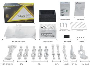 Seasonic PSU ATX 3.1 1000W Gold, Full Modular, PCIe 5.1 - FOCUS-GX-1000-V4-WHITE