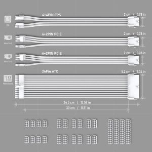 Sleeved Cable Extension Kit EZDIY-FAB  - White