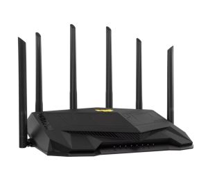 Рутер Asus Gaming Wireless Router, TUF Gaming-AX6000, AX6000, Dual-Band, Quad-Core 2.0GHz CPU, 256MB/512MB Flash/RAM, 2.5G dual-port, AiProtection Pro, Adaptive QoS, VPN Fusion, IPTV, OFDMA, MU-MIMO, Beamforming, Link Aggregation, Port forwarding, AiMesh,