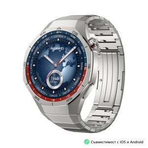 Часовник Huawei Watch GT5 Pro Vili-B29M, 1.43", Amoled, 466x466, PPI 326, BT5.2, 524mAh, HUAWEI TruSense System, ECG analysis, Compatible with iOS and Android devices, Titanium + Huawei Scale 3, Dobby-B19