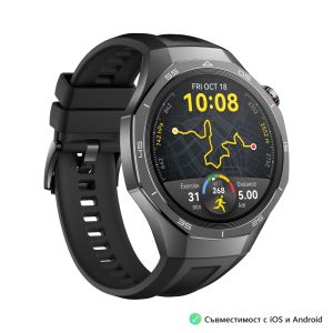 Часовник Huawei Watch GT5 Pro Vili-B29F, 1.43", Amoled, 466x466, PPI 326, BT5.2, 524mAh, HUAWEI TruSense System, ECG analysis, Battery life up to 14 days, Compatible with iOS and Android devices, Black Fluoroelastomer + Huawei Scale 3, Dobby-B19