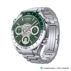 Часовник Huawei Watch Ultimate Green Woods-B19, Titanium, 1.5", LTPO Amoled, Color circular touchscreen, 466 x 466; PPI 311, Microphone&Speaker, BT 5.2 BLE/BR/EDR, Dual band, 10 ATM,  530 mAh, Battery Life 14 days+Huawei Scale 3, Dobby-B19