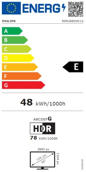 Philips TV 50PUS8009/12, 50 inchi 4K UHD LED, 3840x2160, DVB-T/T2/T2-HD/C/S/S2, 60Hz, Ambilight 3, Pixel Precise UHD, HDR+, Titan OS, Dolby Atmos, VRR, 3 *HDMI, 2*USB, 802.11n, 20W RMS, Negru