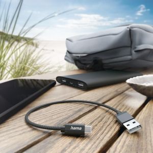 HAMA Кабел за зареждане, USB-C -USB A, 0.2м, черен