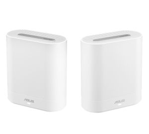 Меш система Asus Business Mesh WiFi system, ExpertWiFi EBM68 2PK, AX7800, Tri-Band, Quad-Core 1.7GHz CPU, 256MB/1GB Flash/RAM, 2.5G port, OFDMA, Beamforming, 8 SSIDs, customize guest portal, Commercial-Grade Network Security & VPN, wall mounting,White