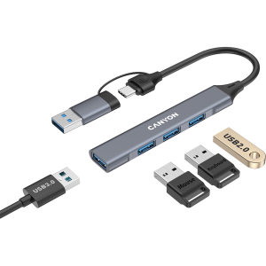 CANYON hub DS-02 4in1 USB-A/C Grey