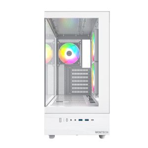 Montech Case ATX - XR (W) - 3 x 120 mm ARGB Fans, USB-C, White