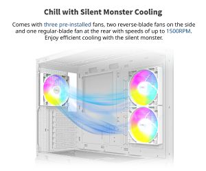 Montech Case ATX - XR (W) - 3 x 120 mm ARGB Fans, USB-C, White