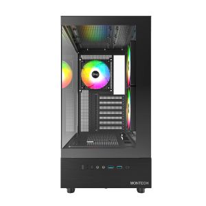 Montech Case ATX - XR (B) - 3 x 120 mm ARGB Fans, USB-C, Black