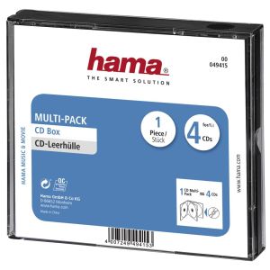 Carcasă HAMA Multi-Pack 4 CD/DVD, transparentă/neagră