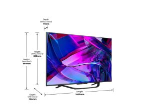 Телевизор Hisense 65" U7KQ, 4K Ultra HD 3840x2160, ULED, FALD, Quantum Dot, 144Hz, IPS, HDR 10+, HLG, Dolby Vision IQ, Dolby Atmos, Smart TV, WiFi 5GHz, WiFi Direct, BT, Anyview Cast, 4xHDMI, 2xUSB, LAN, CI+, DVB-T2/C/S2, Black