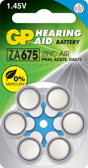 Baterie zinc air GP ZA675 6 buc. butoane pentru aparat auditiv într-un blister