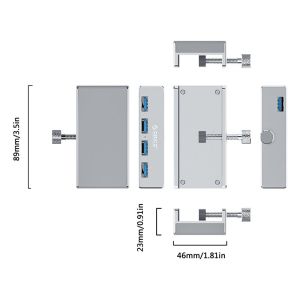 Orico USB 3.0 HUB Clip Type 4 port -  Aluminum - MH4PU-SV