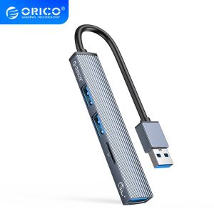 Orico USB3.0/2.0 HUB 3 port + card reader, Aluminum - AH-A12F-GY