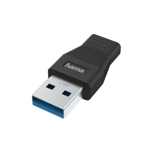 Adaptor HAMA USB-A mascul - USB-C mamă, USB 3.2 Gen 1, 5 Gbit/s, Negru
