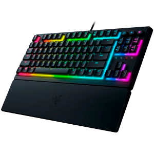 Razer Ornata V3 Tenkeyless, Low Profile Gaming Keyboard, US Layout, 8 Razer Chroma™ RGB Lighting Zones, Dedicated Media Keys, UV-coated ABS Keycaps, 1000 Hz Ultrapolling, Durable spill-resistant design, Braided fiber cable