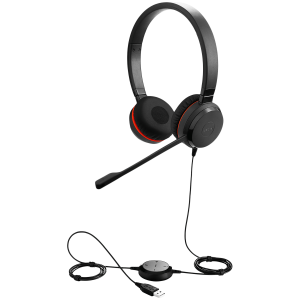 JABRA EVOLVE 30 II UC Stereo USB Headband, Noise cancelling, USB and 3.5 connectivity, with mute-button and volume control on the cord, with leather ear cushion