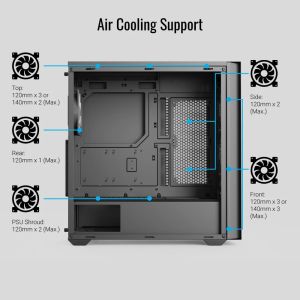 AeroCool Case ATX - D502A Black, Addressable RGB