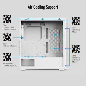 AeroCool кутия Case ATX - D501A White, Addressable RGB, Wood