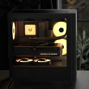 AeroCool Case ATX - D501A Black, Addressable RGB, Wood