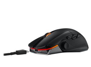 Мишка Asus ROG Chakram X Origin Gaming Mouse, Tri-mode connectivity (2.4GHz RF, Bluetooth, Wired), 36000 DPI sensor, 11 programmable buttons, Detachable joystick, Paracord cable, Black