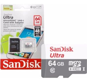 Card de memorie SANDISK Ultra microSDHC UHS-I, 64 GB, Clasa 10, 80 Mb/s, Adaptor