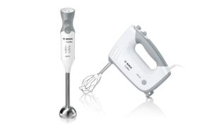 Mixer Bosch MFQ36460, Hand mixer, 450 W, White, includes bowl and stand