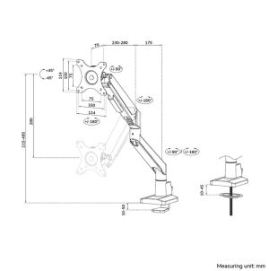 Stand Neomounts by Newstar Next Slim Desk Mount, single display (topfix clamp & grommet)