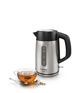 Electric kettle Bosch TWK4P440, Kettle, DesignLine, 2000-2400 W, 1.7 l, OneCup function, Stainless steel