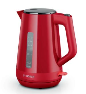 Electric kettle Bosch TWK1M124, MyMoment Plastic Kettle, 2400 W, 1.7 l, Cup indicator, Limescale filter, Triple safety function, Red