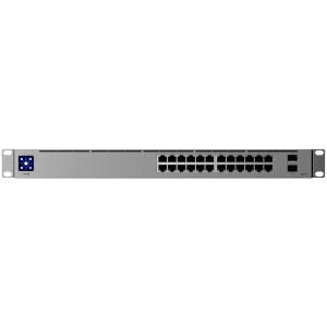Ubiquiti 24 porturi, comutator Layer 3 Etherlighting™, 8 porturi PoE++ de 2,5 GbE, 16 porturi RJ45 GbE inclusiv (8) PoE+ și (8) PoE++, 2 porturi 10G SFP+