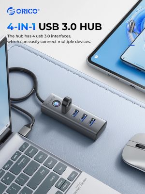 Orico хъб HUB USB3.0 4 port, Aluminium, Grey - PDD4U-U3-015-GY