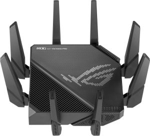 Рутер Asus Gaming Wireless Router,ROG Rapture GT-AX11000 Pro, AX11000, Tri-Band, Quad-Core 2.0GHz CPU, 256MB/1GB Flash/RAM, 10G port, AiProtection Pro, Adaptive QoS, VPN Fusion, IPTV, OFDMA, MU-MIMO, Beamforming, Link Aggregation, Port forwarding, AiMesh,